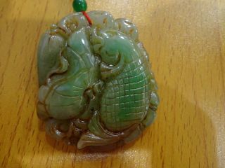 Antique Green&yellow Jade Pendant/beautiful Chinese Vivid The Turtle Fish/655 photo