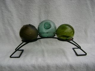 Metal Glass Float Ball Buoy Holder Holds 3 Floats 2+3/4 - 3+1/2 Inch photo