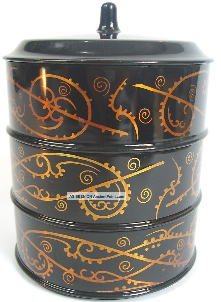 Antique Japanese Lacquer Jubako Bento - 4 Pc Meiji Era - Inlayed - Wajima Urushi - Rare Other photo
