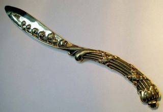 Antique Art Nouveau Brass Letter Opener With Lily Of The Valley Design photo
