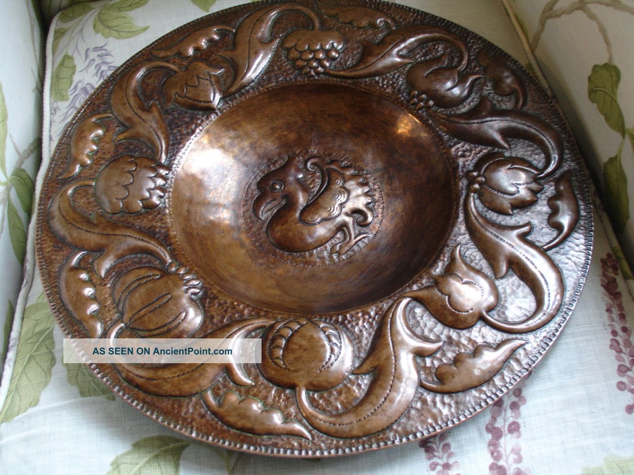 Large Signed Arts & Crafts Mission Nouveau John Pearson Copper Charger 1897 Arts & Crafts Movement photo