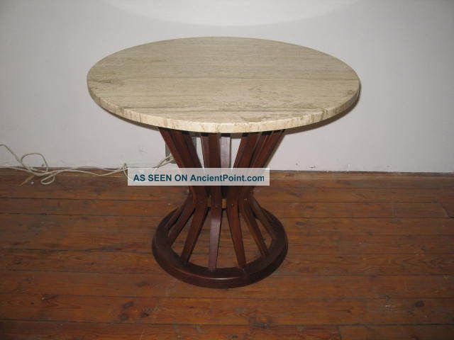 Mid Century Modern Dunbar Sheaf Of Wheat Side Table / Italian Marble Top Mid-Century Modernism photo