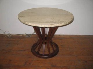 Mid Century Modern Dunbar Sheaf Of Wheat Side Table / Italian Marble Top photo