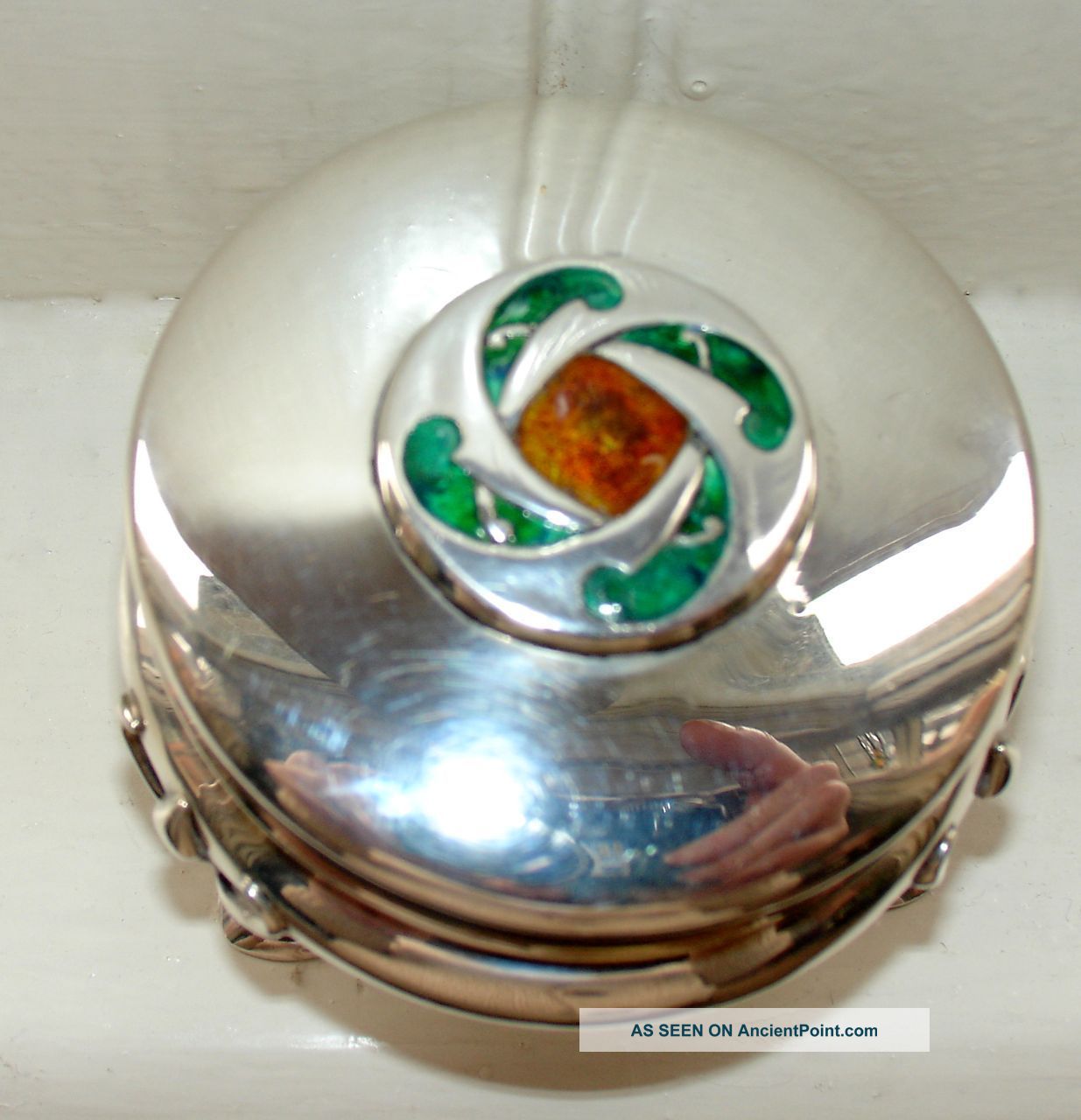 Art Nouveau Arts & Crafts Liberty Knox Cymric Silver And Enamel Pill Box Arts & Crafts Movement photo