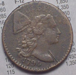 1794 Flowing Hair Liberty Cap Large Cent Strong Vf+/xf Very Rare Priced To Sell photo