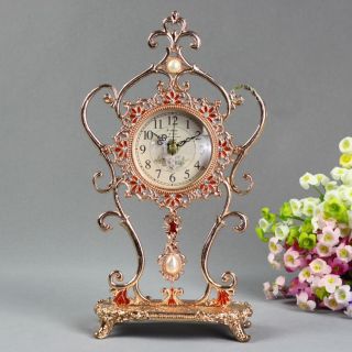 ！european Gold Metal+glass Height 29cm Width 14.  5cm Mute Decorative Table Clock photo