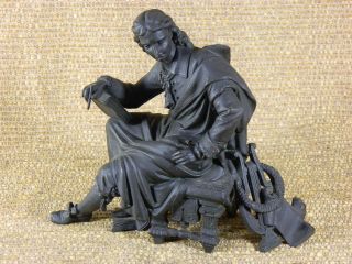 Mantle Clock Top Statue Man With Lyre Classical Art Nouveau Antique Vintage Nr photo