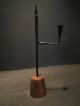 Primitive Antique Style Wood Rushlight Wrought Iron Candle Stand Lamp Forged Primitives photo 1