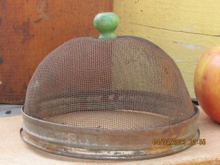 Wonderful Saucer - Size Wire Mesh Fly Cover With Tin Band - - Great Primitive photo