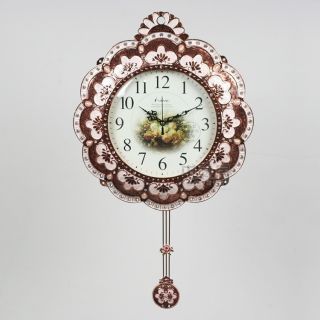 European Style Brown Metal+glass Diameter 21.  5cm Mute Decoration Wall Clock photo