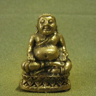 Happy Buddha Lucky Wealth Rich Safety Charm Thai Amulet photo