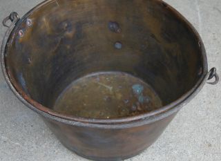 Large Antique Copper Kettle/pot American Brass Kettle Manufacturers 2 Primitive photo