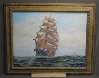 Vintage New Bedford H.  Silva Fernades Clipper Ship Maritime Oil Painting Nr photo