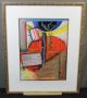 2 Signed Vintage Modernist Cugini Abstract Paintings W/ Silk Mattes Nr Other photo 1