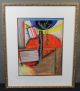2 Signed Vintage Modernist Cugini Abstract Paintings W/ Silk Mattes Nr Other photo 2
