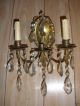 Antique Victorian Fixture Brass Lights Crystal Drops Chandeliers, Fixtures, Sconces photo 1