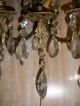 Antique Victorian Fixture Brass Lights Crystal Drops Chandeliers, Fixtures, Sconces photo 3