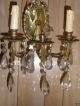 Antique Victorian Fixture Brass Lights Crystal Drops Chandeliers, Fixtures, Sconces photo 6