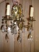 Antique Victorian Fixture Brass Lights Crystal Drops Chandeliers, Fixtures, Sconces photo 8