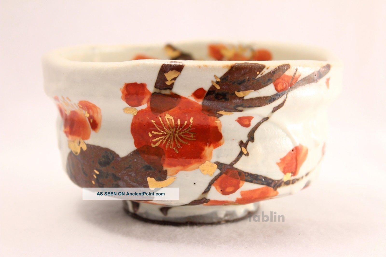 Mino Ware Tea Bowl Ume Fukuryo Chawan Matcha Green Tea Japanese Bowls photo