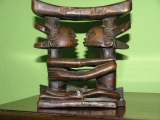 Antique African Luba Headrest C1940 photo