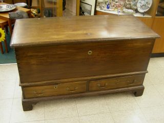 Early 1800 ' S Antique American Chippendale Blanket Chest Trunk Drawers Grab Lock photo