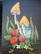 Of 2 Vintage Retro Tole Paintings Mushrooms & Strawberries Wall Hanging Wood Toleware photo 1