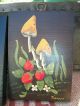 Of 2 Vintage Retro Tole Paintings Mushrooms & Strawberries Wall Hanging Wood Toleware photo 3