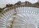Antique Miniature Glass Tray In Brass Holder Metalware photo 1