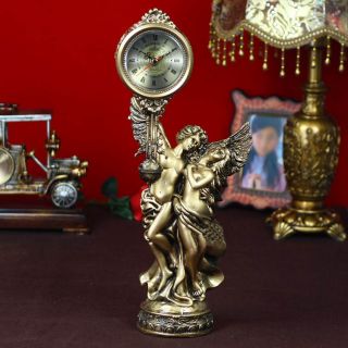 European Retrostyle Bronze Resin Height 45.  5 Cm Mute Table Pendulum Clock photo