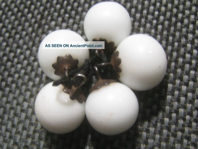 Five Antique Chinese Old Glass Buttons - White Snuff Bottles photo