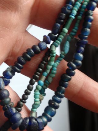 3 X Rare Roman Glass Bead Necklaces 2/3rd Century Ad Ancient Beads photo