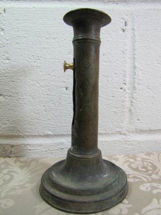 Antique Mid 1800 ' S Brass Push - Up Candlestick - Fabulous Patina 7 