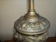 Antique Art Nouveau Lion Head Victorian Bronze Cast Table Lamp W/ Vintage Shade Lamps photo 9