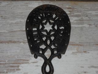 Vintage Cast Iron Horseshoe Wilton Hot Pad Footed Trivet Stand Good Luck To All photo