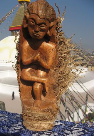 Antique Handmade Bamboo Jhakri Saman Statue,  Nepal photo