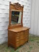 Late 19th C Antique Quartersawn Oak American Carved Dresser Chest Drawers Mirror 1800-1899 photo 9
