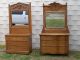 Late 19th C Antique Quartersawn Oak American Carved Dresser Chest Drawers Mirror 1800-1899 photo 11