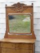 Late 19th C Antique Quartersawn Oak American Carved Dresser Chest Drawers Mirror 1800-1899 photo 2