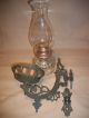 Antique/vintage Victorian Era Cast Iron Oil Lamp Bracket & Vin Oil Lamp - 41 Chandeliers, Fixtures, Sconces photo 3