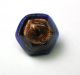 Antique Charmstring Paperweight Glass Button Gold Sparkle & Cobalt Swirl Back Buttons photo 1