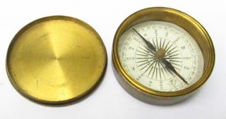 Fine Early Victorian Gentleman ' S Brass Cased Pocket Compass photo
