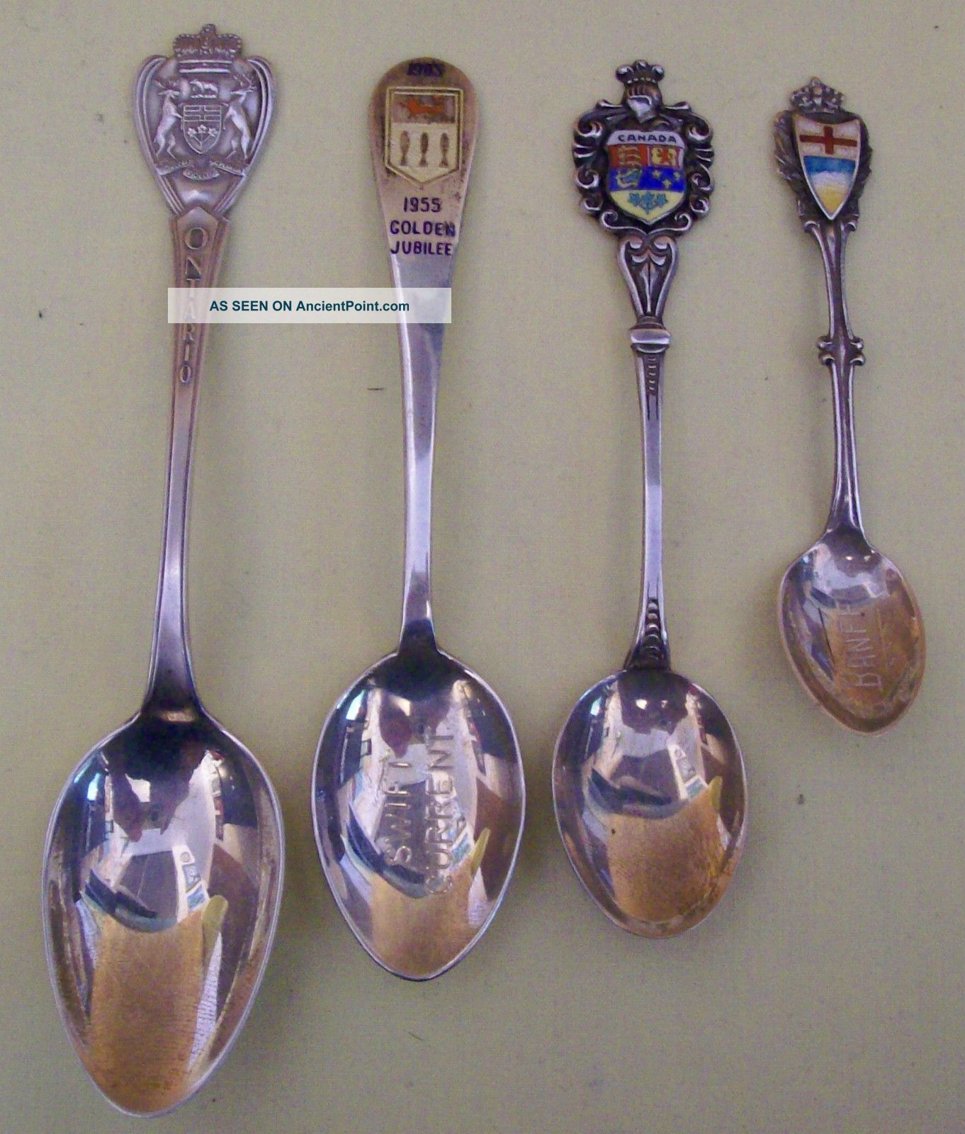 4 Sterling Silver Canadian Spoons - Souvenir Commemoratives - Coats Of Arms++ Souvenir Spoons photo