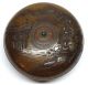 Fine Japanese Carved & Lacquered Covered Round Wood Box With Temple - Signed Boxes photo 1