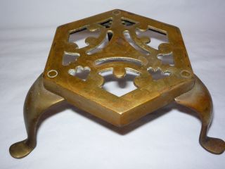 Vintage Brass Queen Anne Leg Fireplace Trivet Or Hearth Stand photo
