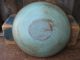 Lg Antique Dough Bowl W Rim Robins Egg Blue Paint Primitives photo 3