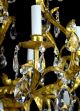 Antique Crystal Pendant Chandelier Vintage Gold Leaf Gilt Gilded Restored Tole Chandeliers, Fixtures, Sconces photo 2