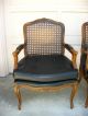 L Gorgeous Pair Cane Accent Arm Chairs Black Vintage French Provincial In Italy Post-1950 photo 1