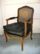 L Gorgeous Pair Cane Accent Arm Chairs Black Vintage French Provincial In Italy Post-1950 photo 3