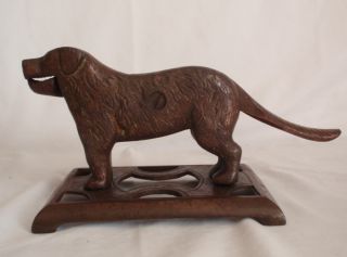 Antique Cast Iron St.  Bernard/ Lab Dog Nut Cracker,  Bronze Patina photo
